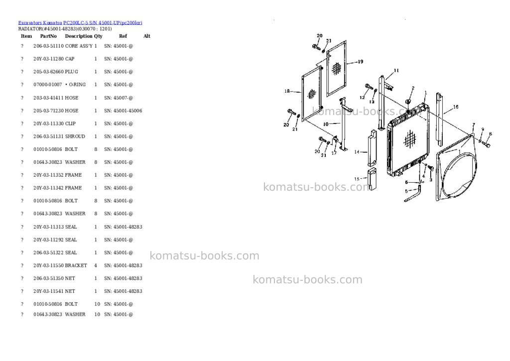 Komatsu pc200lc-5 s/n 45001-up Parts catalog cover Page 6 Komatsu pc200lc-5 s/n 45001-up Parts catalog cover Page 6