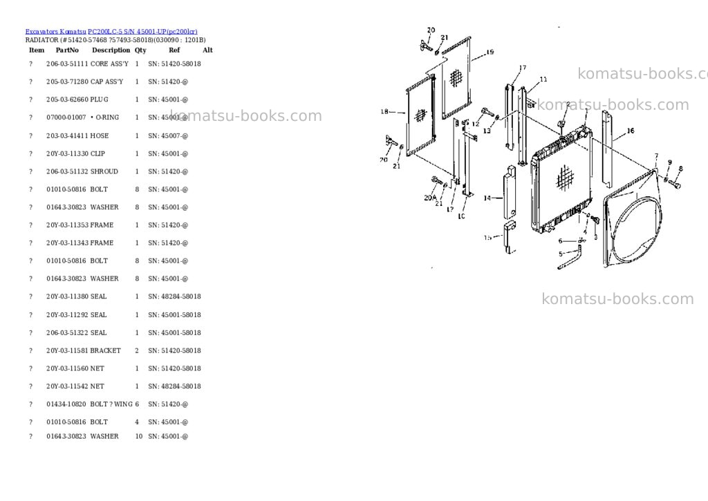 Komatsu pc200lc-5 s/n 45001-up Parts catalog cover Page 8 Komatsu pc200lc-5 s/n 45001-up Parts catalog cover Page 8
