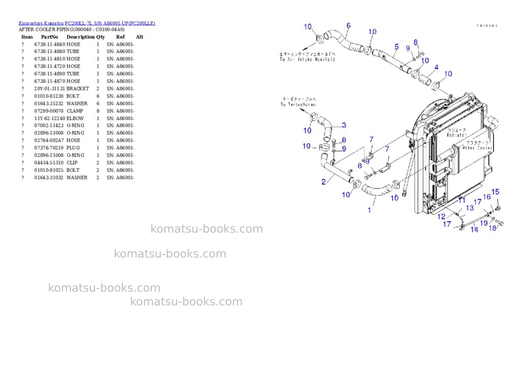 Komatsu pc200ll-7l s/n a86001-up Parts catalog cover Page 10