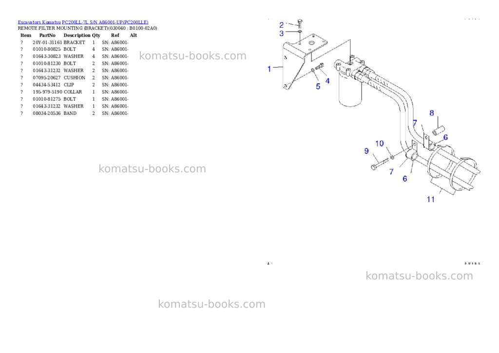 Komatsu pc200ll-7l s/n a86001-up Parts catalog cover Page 3