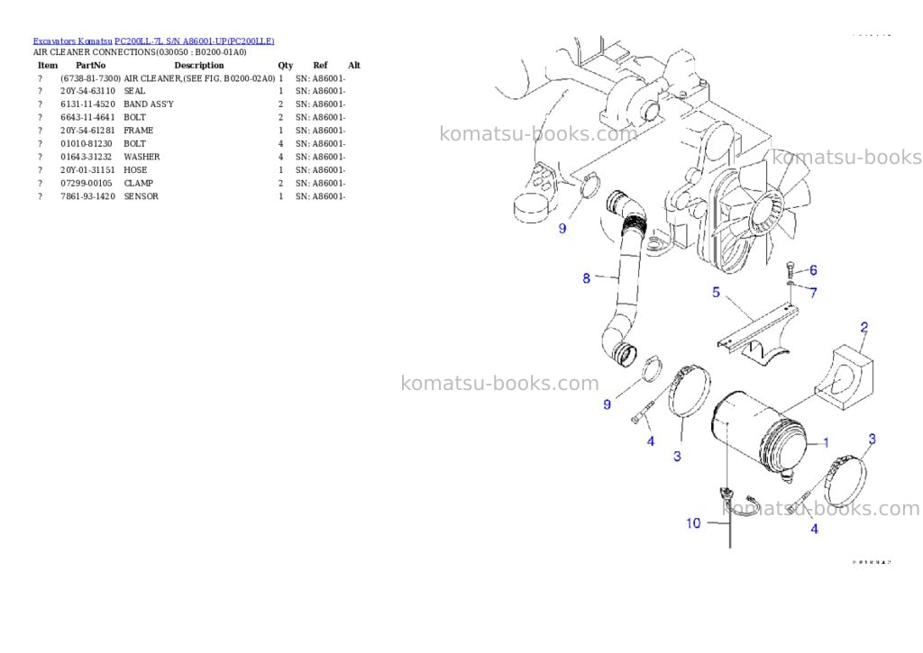 Komatsu pc200ll-7l s/n a86001-up Parts catalog cover Page 4