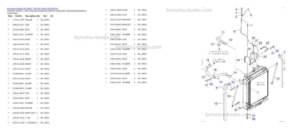 Komatsu pc200sc-7-m1 s/n 20001-up Parts catalog cover Page 6