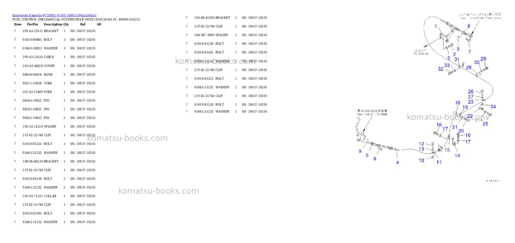 Komatsu pc200sc-6 s/n 10001-up Parts catalog cover Page 10