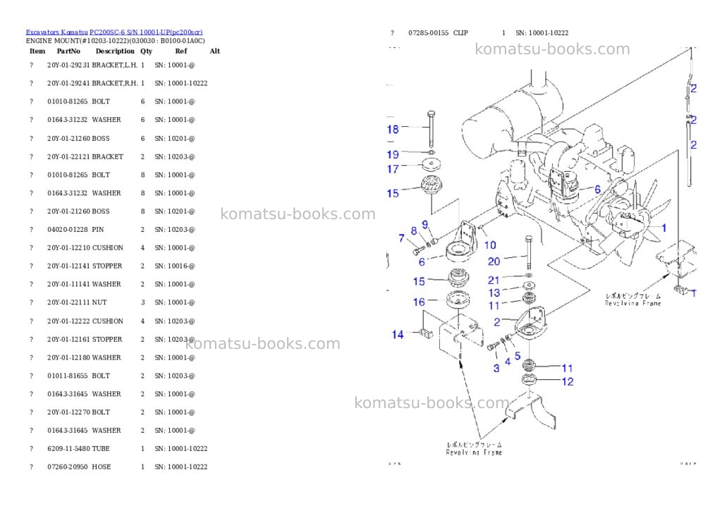 Komatsu pc200sc-6 s/n 10001-up Parts catalog cover Page 2