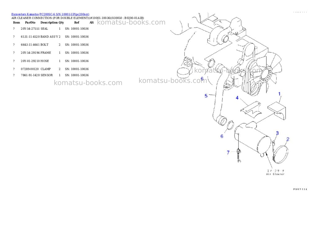 Komatsu pc200sc-6 s/n 10001-up Parts catalog cover Page 4