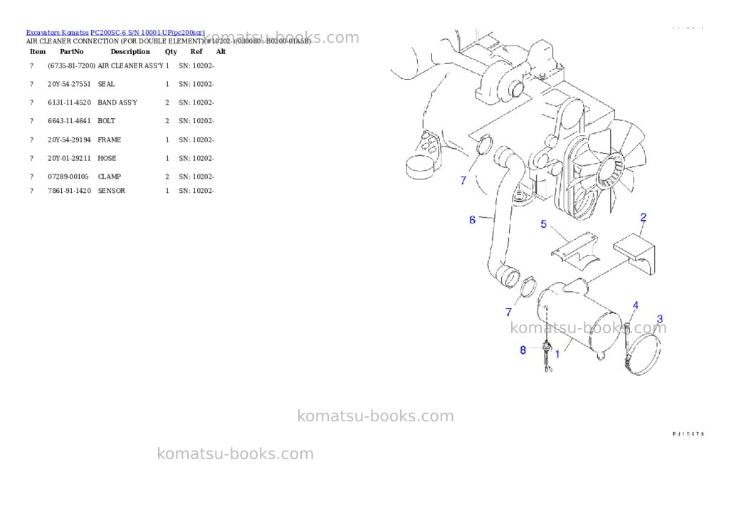 Komatsu pc200sc-6 s/n 10001-up Parts catalog cover Page 7