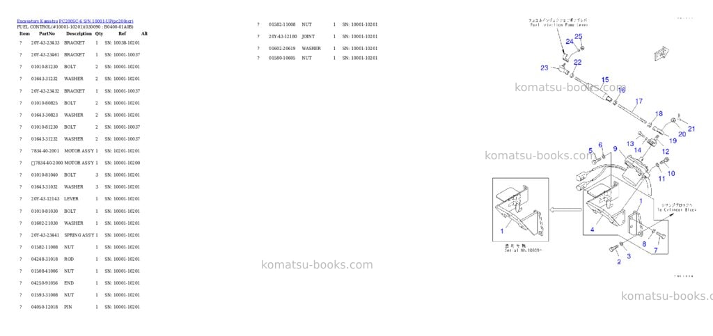 Komatsu pc200sc-6 s/n 10001-up Parts catalog cover Page 8