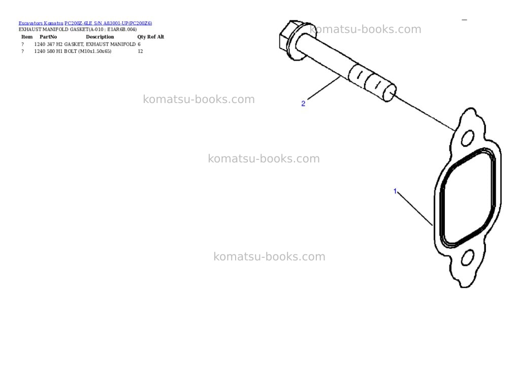 Komatsu pc200z-6le s/n a83001-up Parts catalog cover Page 5