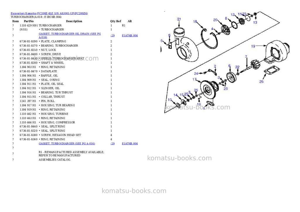 Komatsu pc200z-6le s/n a83001-up Parts catalog cover Page 9