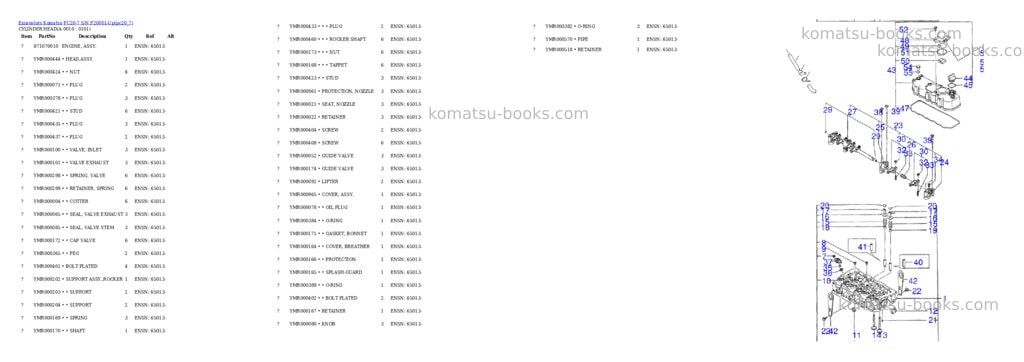 Komatsu pc20-7 s/n f20001-up Parts catalog cover