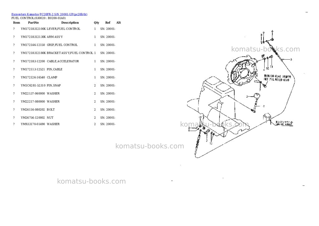 Komatsu pc20fr-2 s/n 20001-up Parts catalog cover