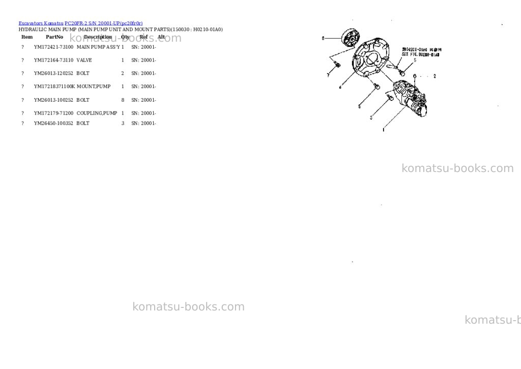 Komatsu pc20fr-2 s/n 20001-up Parts catalog cover Page 10