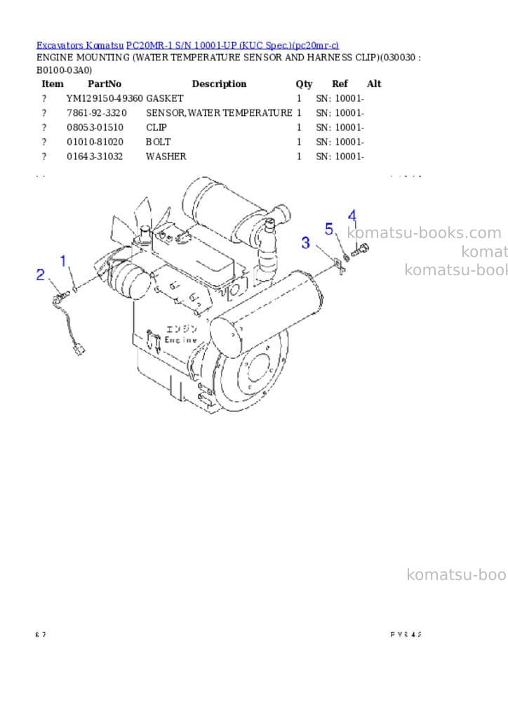 Komatsu PC20MR-1 S/N 10001-UP (KUC Spec.) Parts catalog cover Page 2