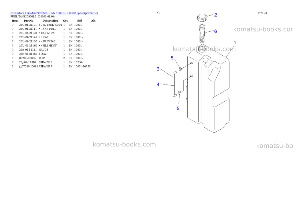 Komatsu PC20MR-1 S/N 10001-UP (KUC Spec.) Parts catalog cover Page 9