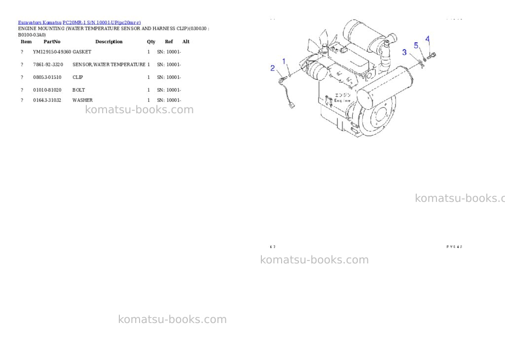 Komatsu pc20mr-1 s/n 10001-up Parts catalog cover Page 2 Komatsu pc20mr-1 s/n 10001-up Parts catalog cover Page 2