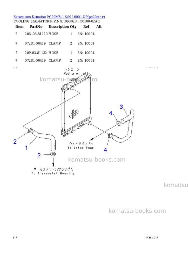 Komatsu pc20mr-1 s/n 10001-up Parts catalog cover Page 5 Komatsu pc20mr-1 s/n 10001-up Parts catalog cover Page 5