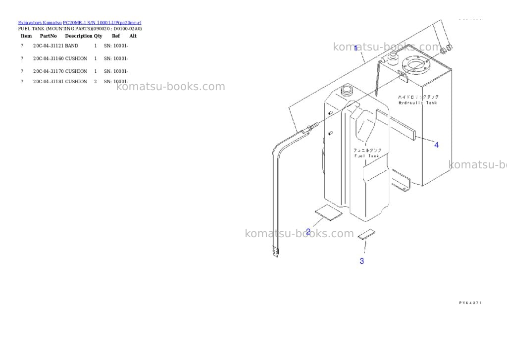 Komatsu pc20mr-1 s/n 10001-up Parts catalog cover Page 8 Komatsu pc20mr-1 s/n 10001-up Parts catalog cover Page 8