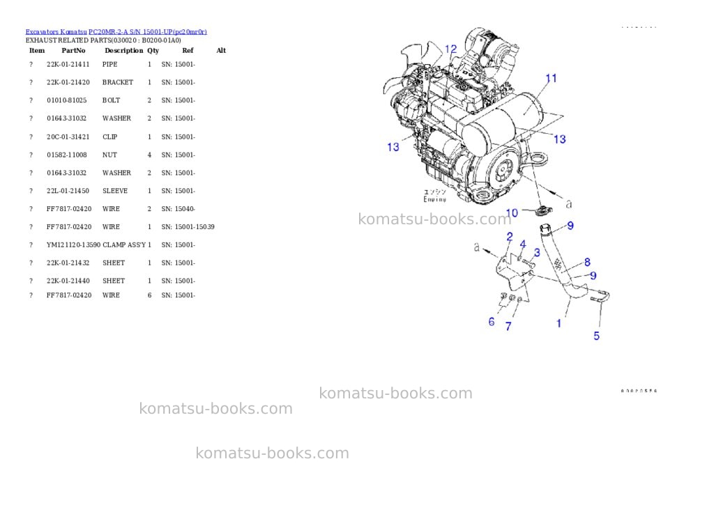 Komatsu pc20mr-2-a s/n 15001-up Parts catalog cover Komatsu pc20mr-2-a s/n 15001-up Parts catalog cover