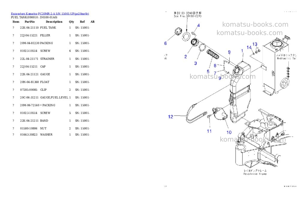 Komatsu pc20mr-2-a s/n 15001-up Parts catalog cover Page 7 Komatsu pc20mr-2-a s/n 15001-up Parts catalog cover Page 7
