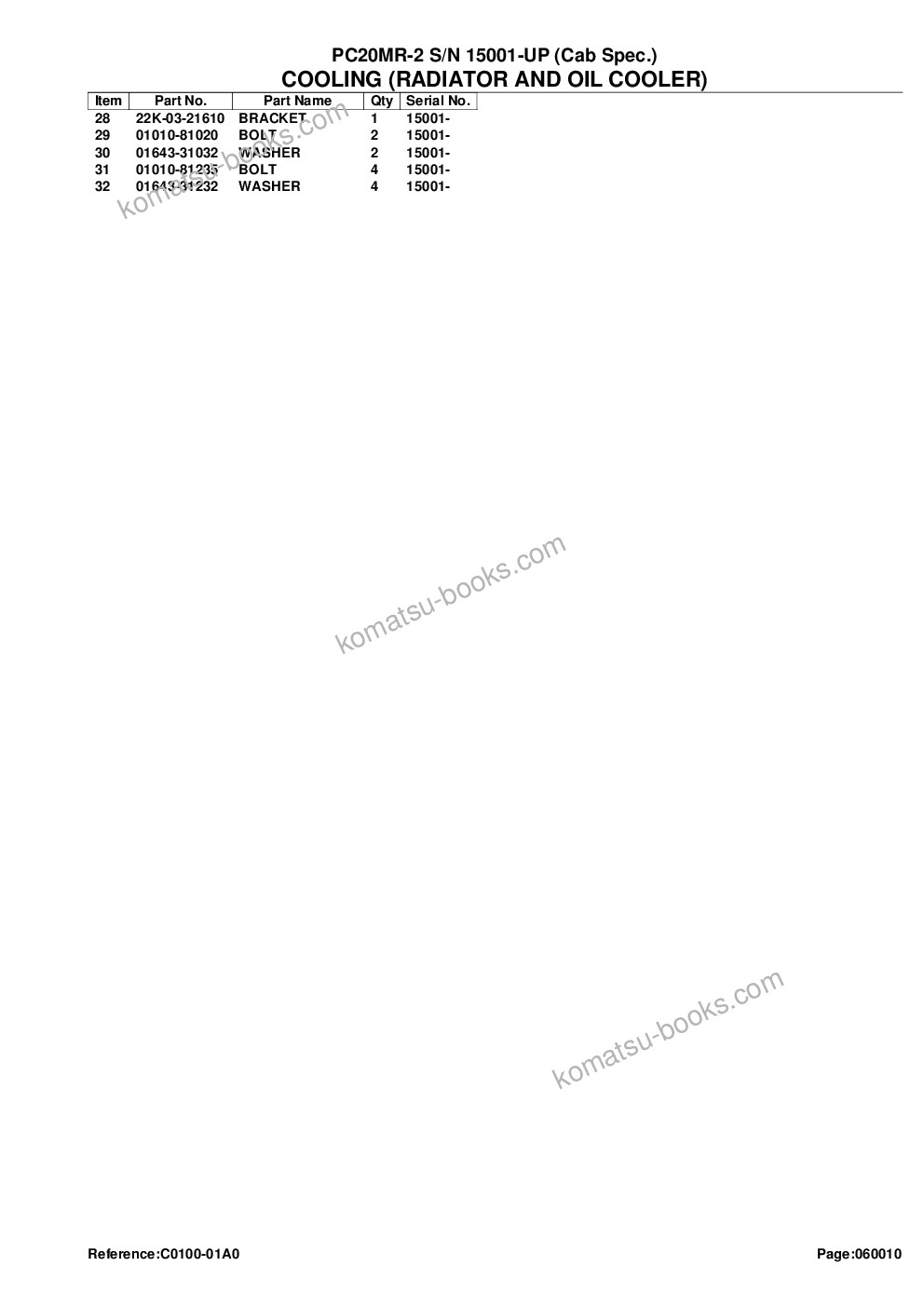Komatsu pc20mr-2 s/n 15001-up cab spec. Parts catalog cover Page 10 Komatsu pc20mr-2 s/n 15001-up cab spec. Parts catalog cover Page 10