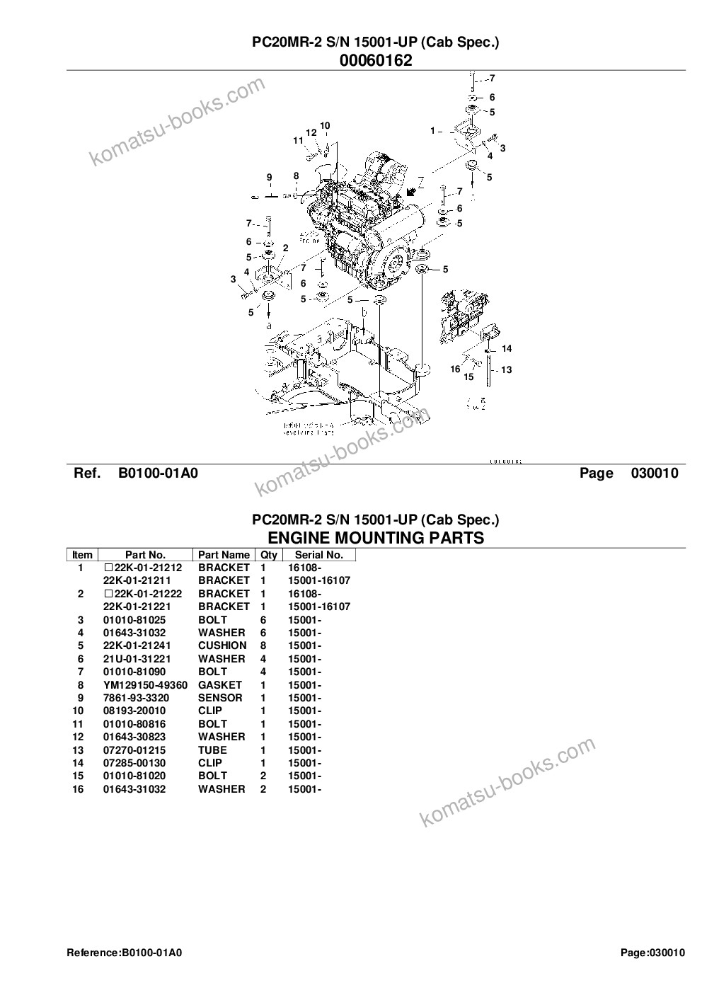 Komatsu pc20mr-2 s/n 15001-up cab spec. Parts catalog cover Page 3 Komatsu pc20mr-2 s/n 15001-up cab spec. Parts catalog cover Page 3