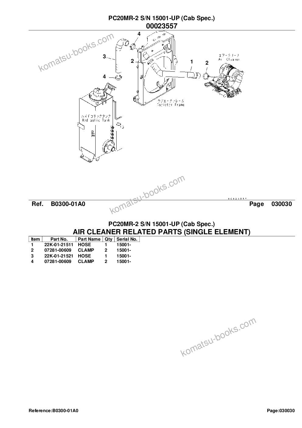 Komatsu pc20mr-2 s/n 15001-up cab spec. Parts catalog cover Page 5 Komatsu pc20mr-2 s/n 15001-up cab spec. Parts catalog cover Page 5