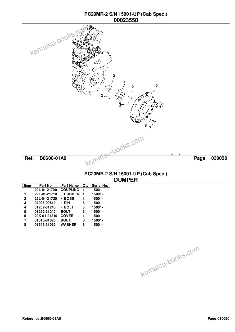 Komatsu pc20mr-2 s/n 15001-up cab spec. Parts catalog cover Page 7 Komatsu pc20mr-2 s/n 15001-up cab spec. Parts catalog cover Page 7