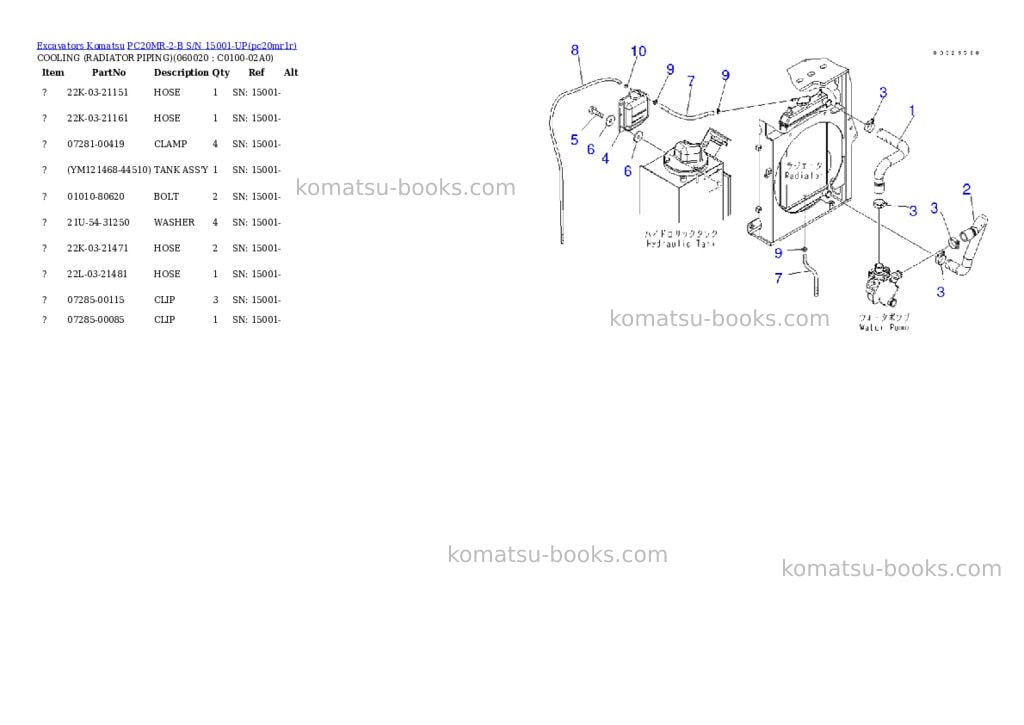Komatsu pc20mr-2-b s/n 15001-up Parts catalog cover Page 5