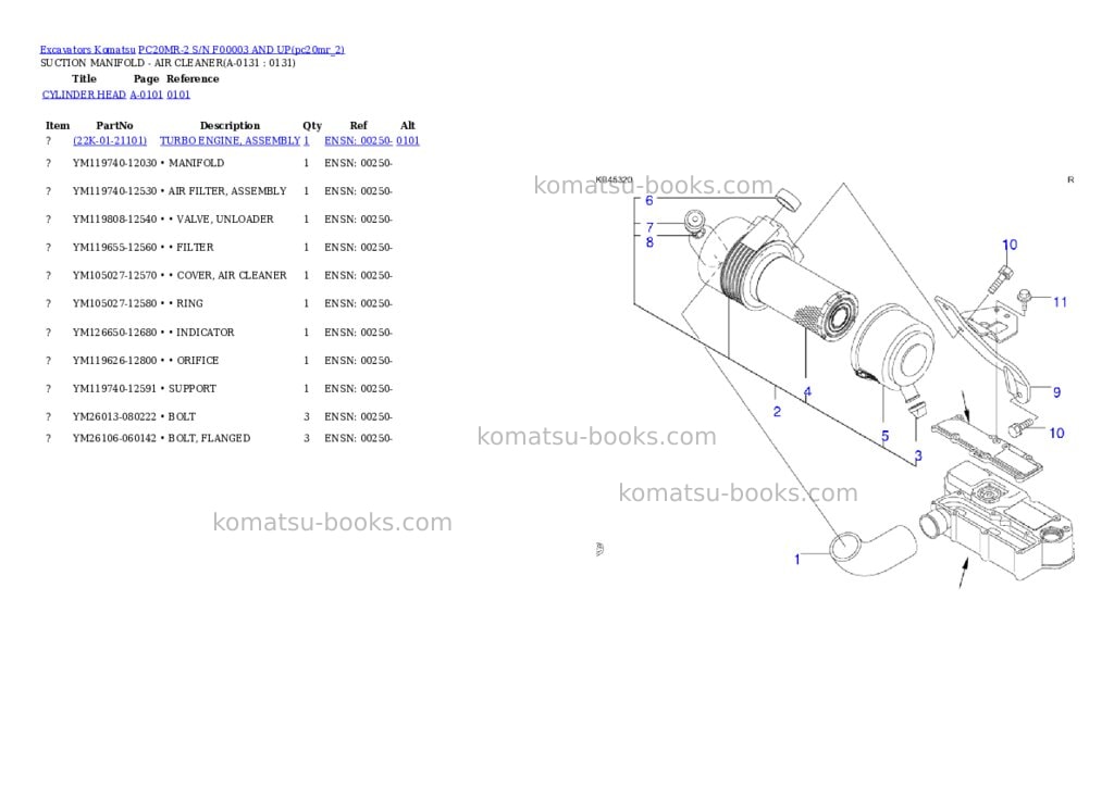 Komatsu pc20mr-2 s/n f00003 and up Parts catalog cover Komatsu pc20mr-2 s/n f00003 and up Parts catalog cover