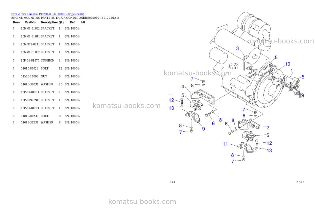 Komatsu pc20r-8 s/n 10001-up Parts catalog cover Page 2 Komatsu pc20r-8 s/n 10001-up Parts catalog cover Page 2