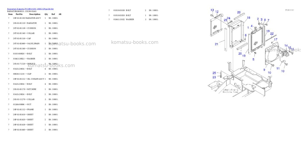 Komatsu pc20r-8 s/n 10001-up Parts catalog cover Page 6 Komatsu pc20r-8 s/n 10001-up Parts catalog cover Page 6