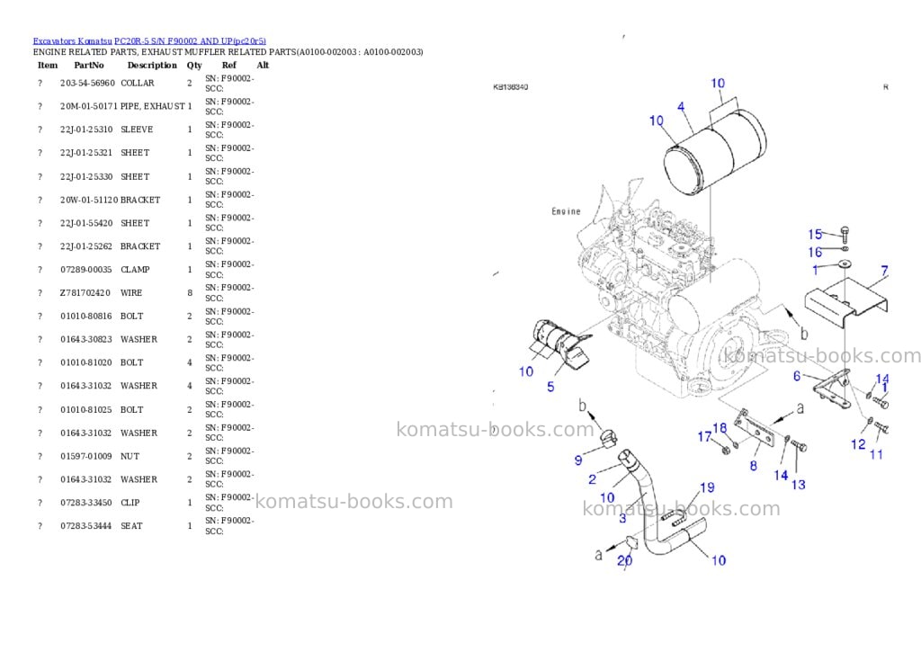 Komatsu PC20R-5 S/N F90002 AND UP Parts catalog cover Page 2
