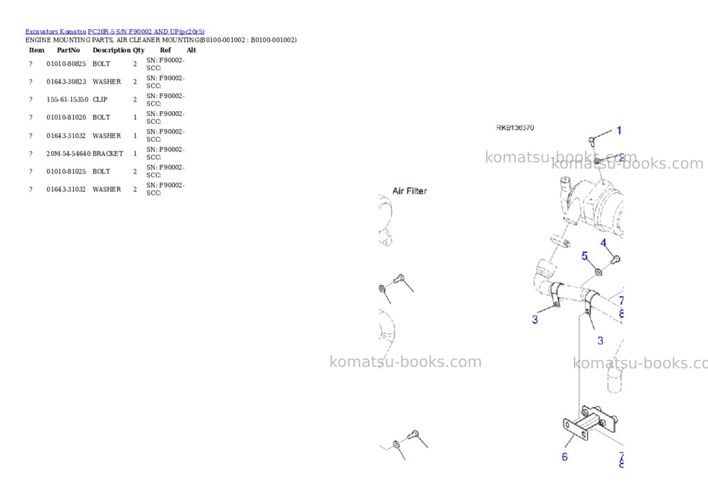 Komatsu PC20R-5 S/N F90002 AND UP Parts catalog cover Page 7