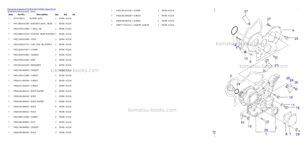 Komatsu pc20r-8 s/n f30001-up Parts catalog cover Page 4