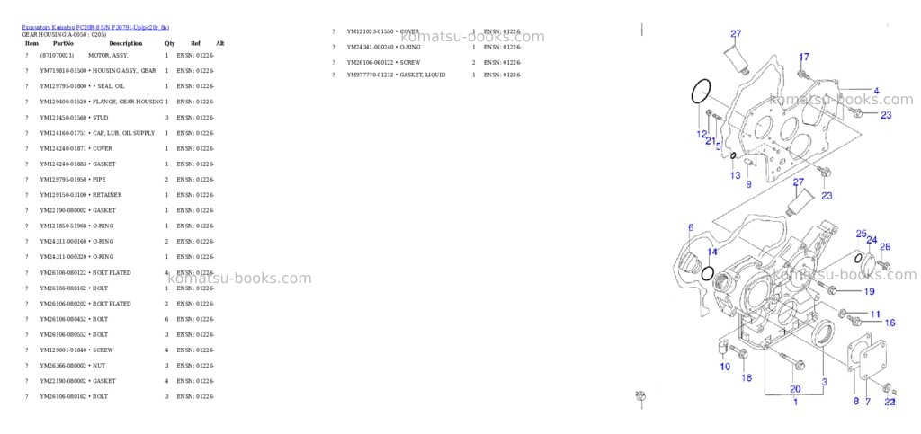 Komatsu pc20r-8 s/n f30791-up Parts catalog cover Page 4 Komatsu pc20r-8 s/n f30791-up Parts catalog cover Page 4