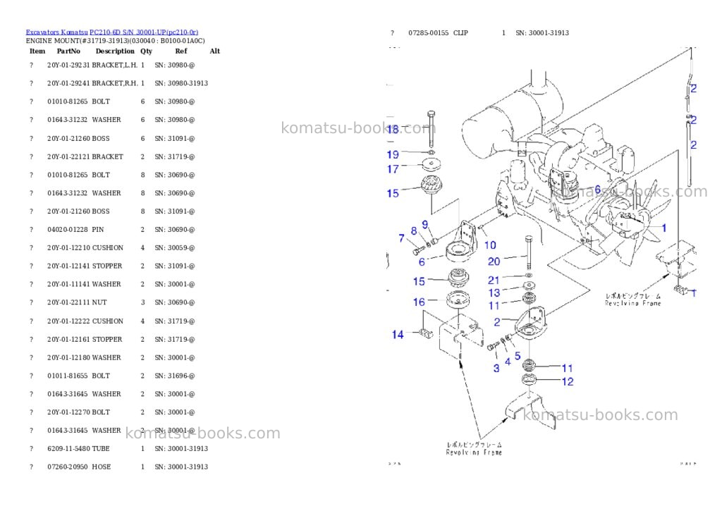 Komatsu pc210-6d s/n 30001-up Parts catalog cover Page 3 Komatsu pc210-6d s/n 30001-up Parts catalog cover Page 3