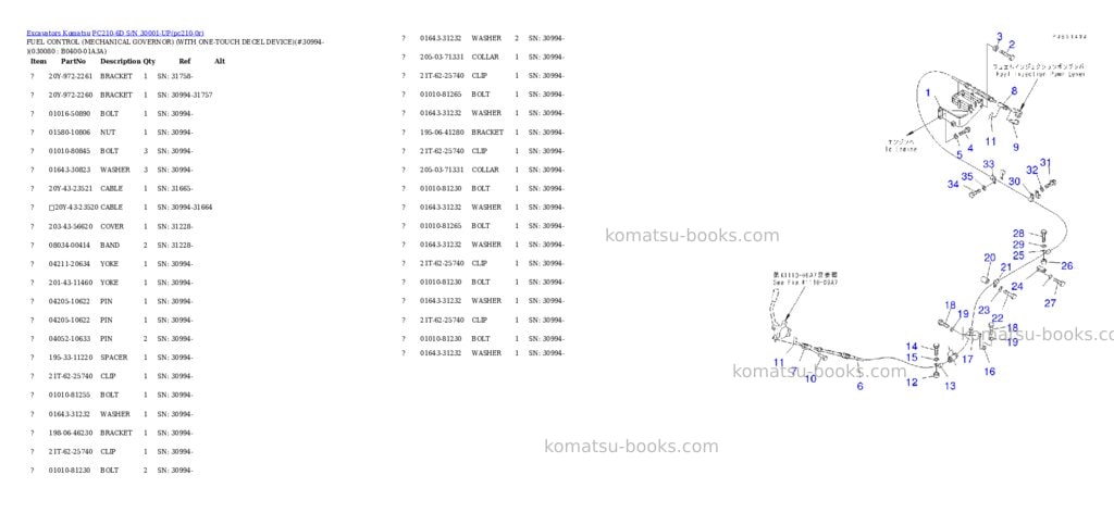 Komatsu pc210-6d s/n 30001-up Parts catalog cover Page 7 Komatsu pc210-6d s/n 30001-up Parts catalog cover Page 7