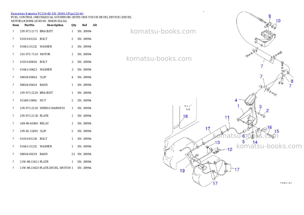 Komatsu pc210-6d s/n 30001-up Parts catalog cover Page 9 Komatsu pc210-6d s/n 30001-up Parts catalog cover Page 9