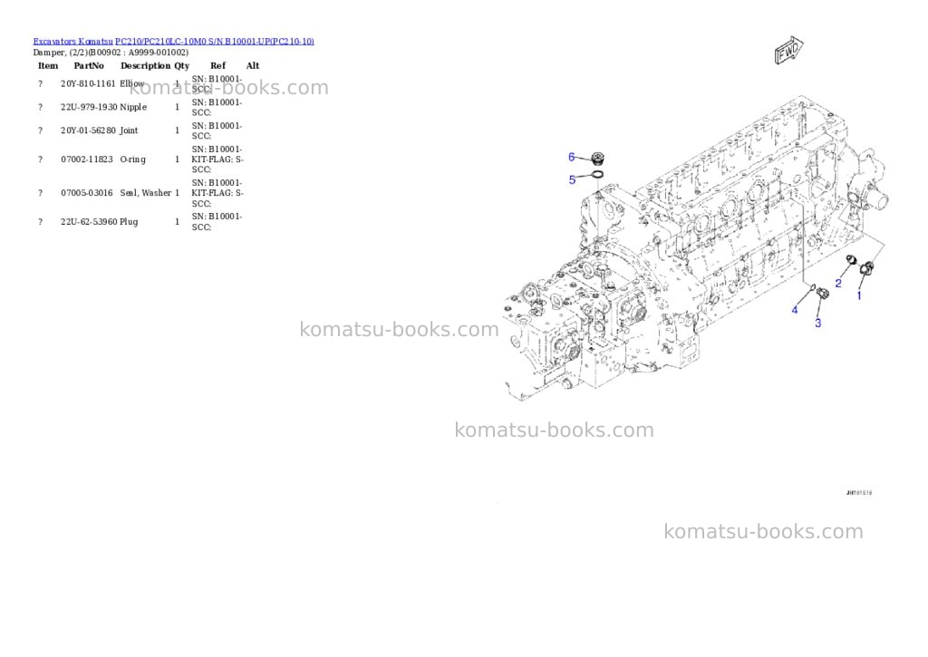 Komatsu PC210/PC210LC-10M0 S/N B10001-UP Parts catalog cover Page 6 Komatsu PC210/PC210LC-10M0 S/N B10001-UP Parts catalog cover Page 6