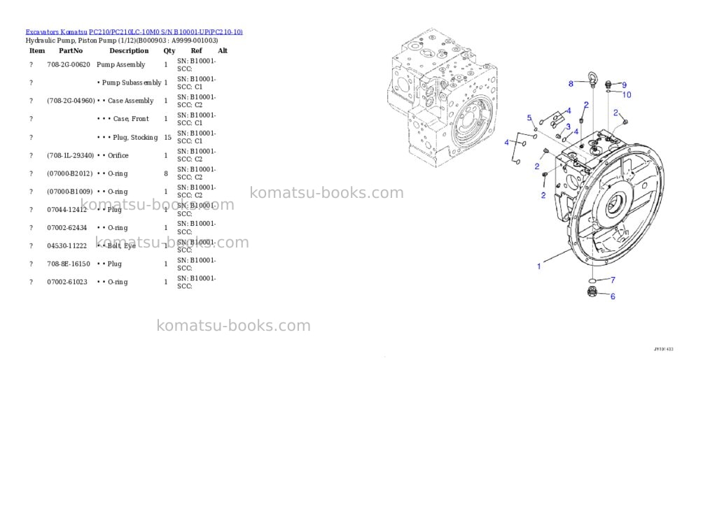 Komatsu PC210/PC210LC-10M0 S/N B10001-UP Parts catalog cover Page 7 Komatsu PC210/PC210LC-10M0 S/N B10001-UP Parts catalog cover Page 7
