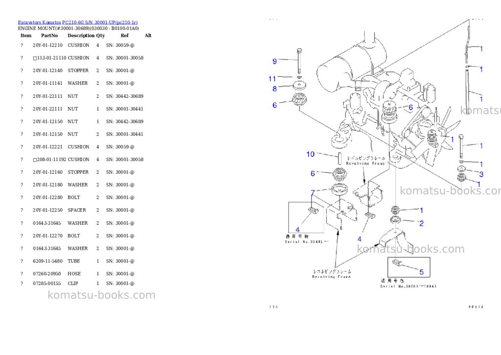 Komatsu pc210-6g s/n 30001-up Parts catalog cover Page 2 Komatsu pc210-6g s/n 30001-up Parts catalog cover Page 2