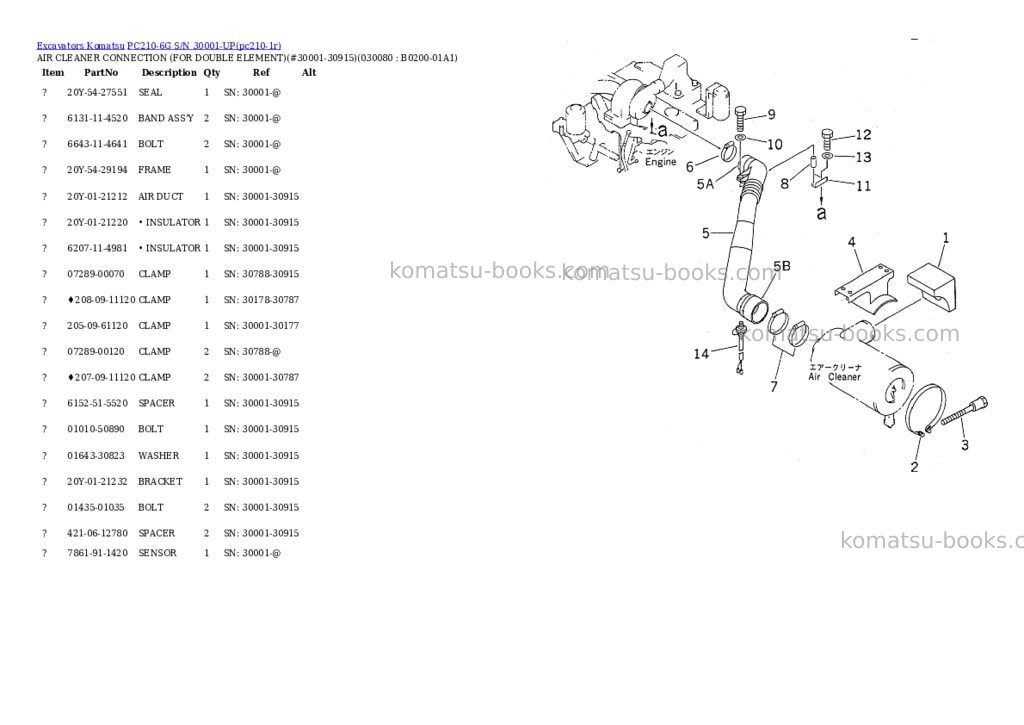 Komatsu pc210-6g s/n 30001-up Parts catalog cover Page 7 Komatsu pc210-6g s/n 30001-up Parts catalog cover Page 7
