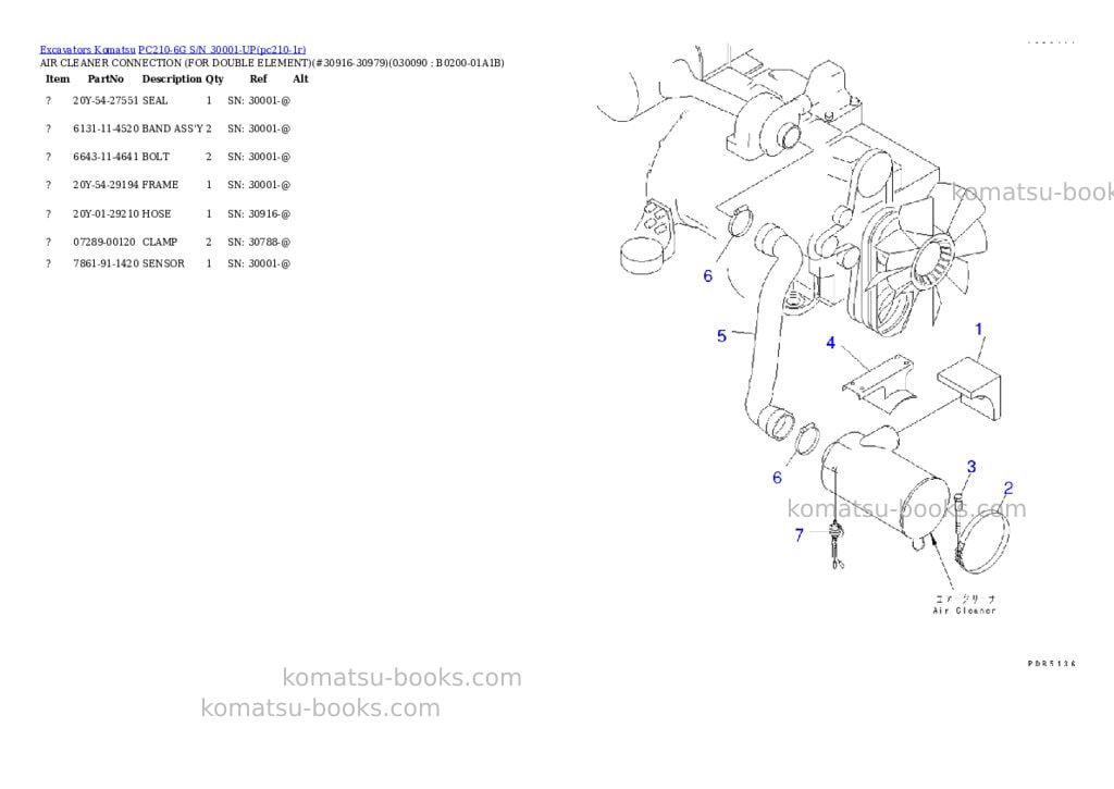 Komatsu pc210-6g s/n 30001-up Parts catalog cover Page 8 Komatsu pc210-6g s/n 30001-up Parts catalog cover Page 8