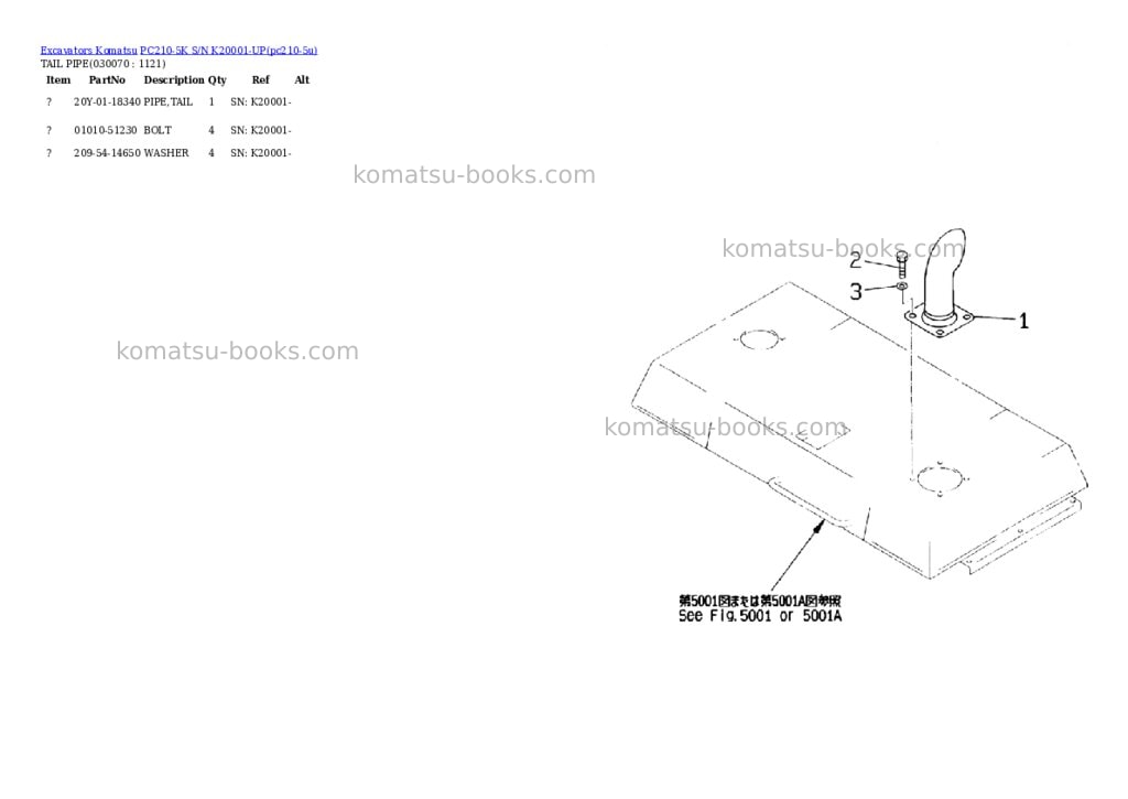 Komatsu pc210-5k s/n k20001-up Parts catalog cover Page 6 Komatsu pc210-5k s/n k20001-up Parts catalog cover Page 6