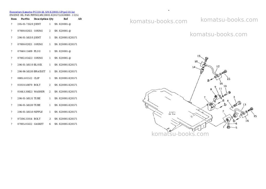 Komatsu pc210-5k s/n k20001-up Parts catalog cover Page 7 Komatsu pc210-5k s/n k20001-up Parts catalog cover Page 7