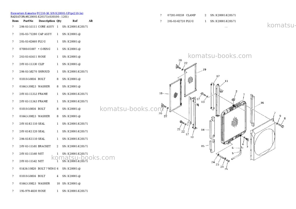 Komatsu pc210-5k s/n k20001-up Parts catalog cover Page 8 Komatsu pc210-5k s/n k20001-up Parts catalog cover Page 8
