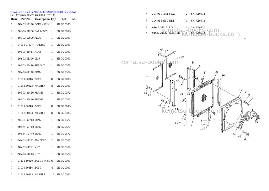 Komatsu pc210-5k s/n k20001-up Parts catalog cover Page 9 Komatsu pc210-5k s/n k20001-up Parts catalog cover Page 9