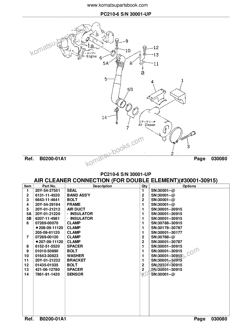 Komatsu PC210-6 S/N 30001-UP Parts catalog cover Page 10 Komatsu PC210-6 S/N 30001-UP Parts catalog cover Page 10