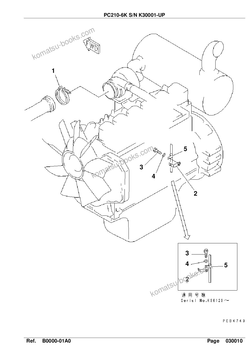 Komatsu PC210-6K S/N K30001-UP Catalogue de pièces couverture Page 3