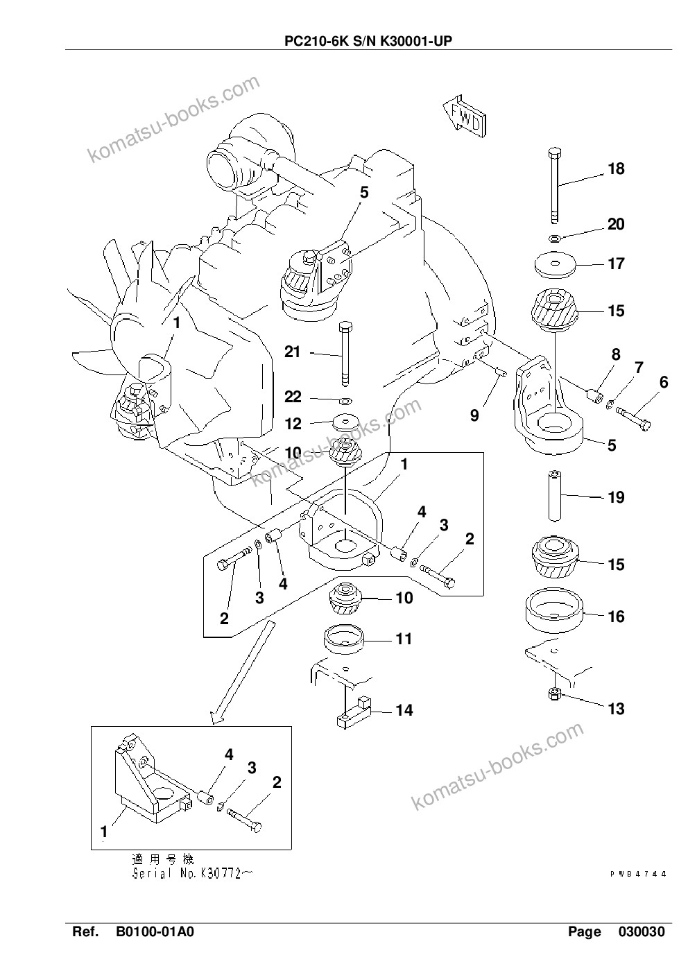 Komatsu PC210-6K S/N K30001-UP Catalogue de pièces couverture Page 7